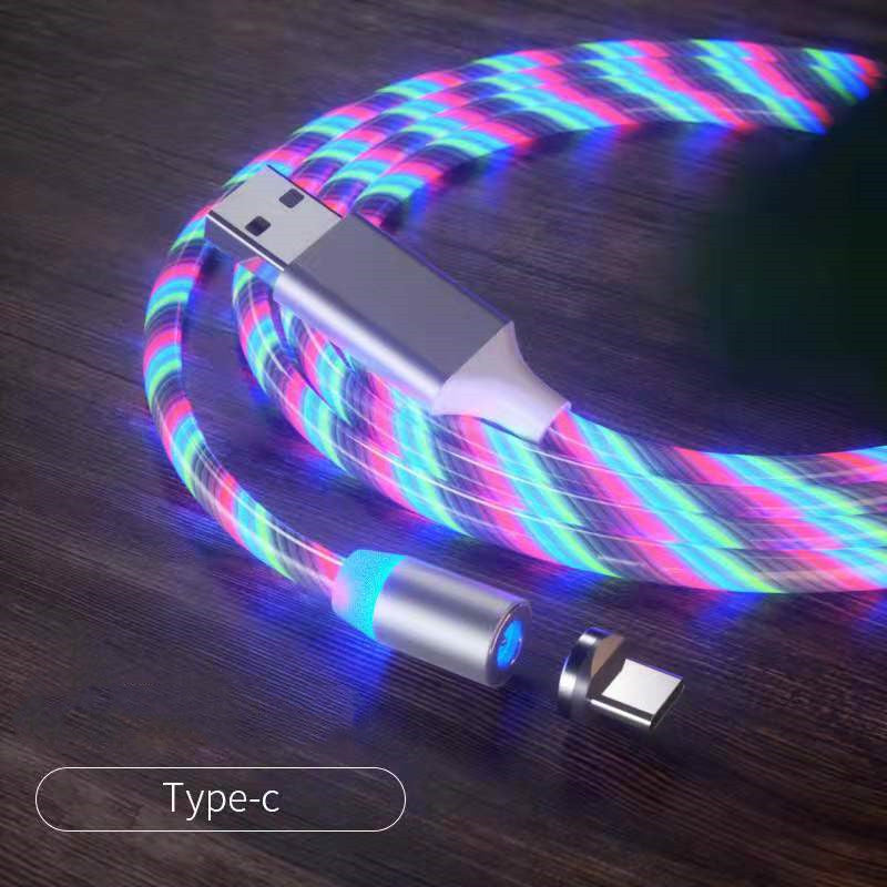 Magnetic LED Streaming Fast Charging Cable – Type-C, Lightning & Micro USB