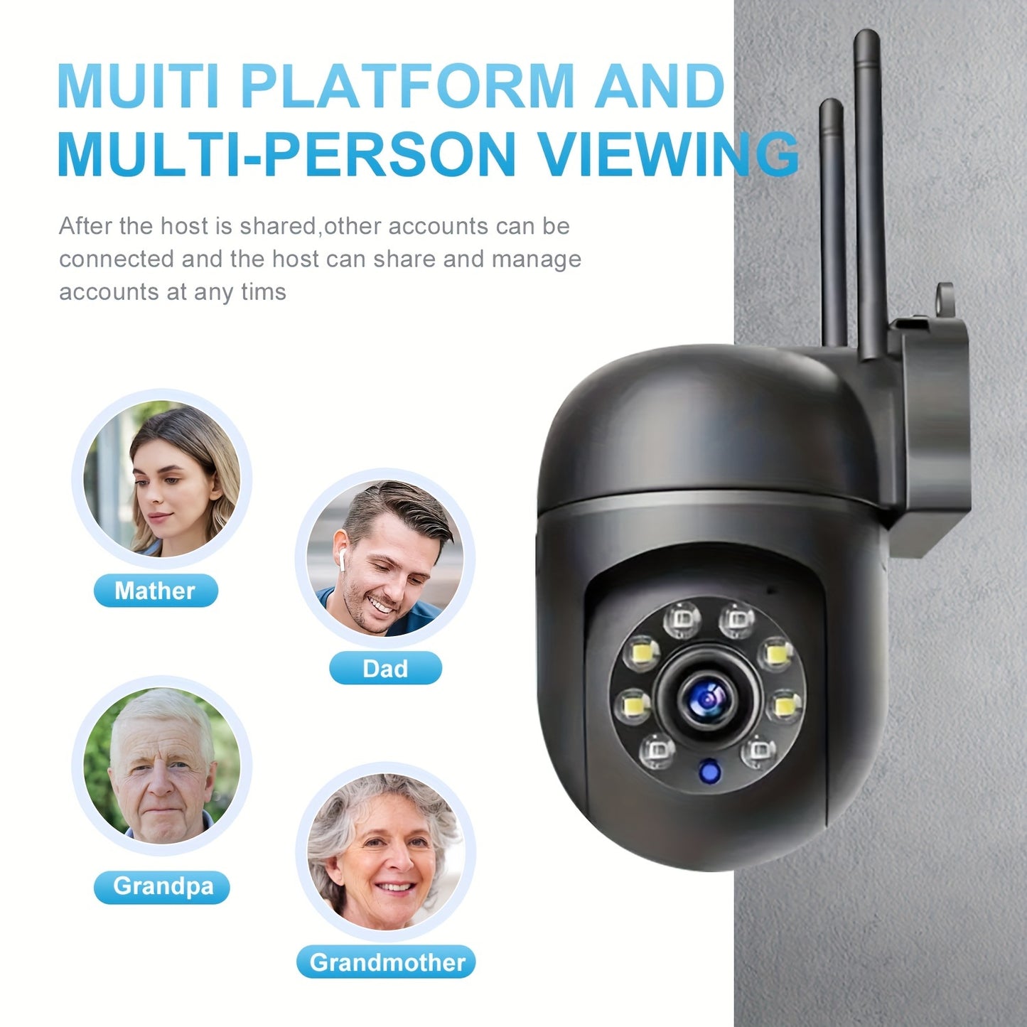 360° Wireless Outdoor Wi-Fi Security Camera – 1080P HD Night Vision