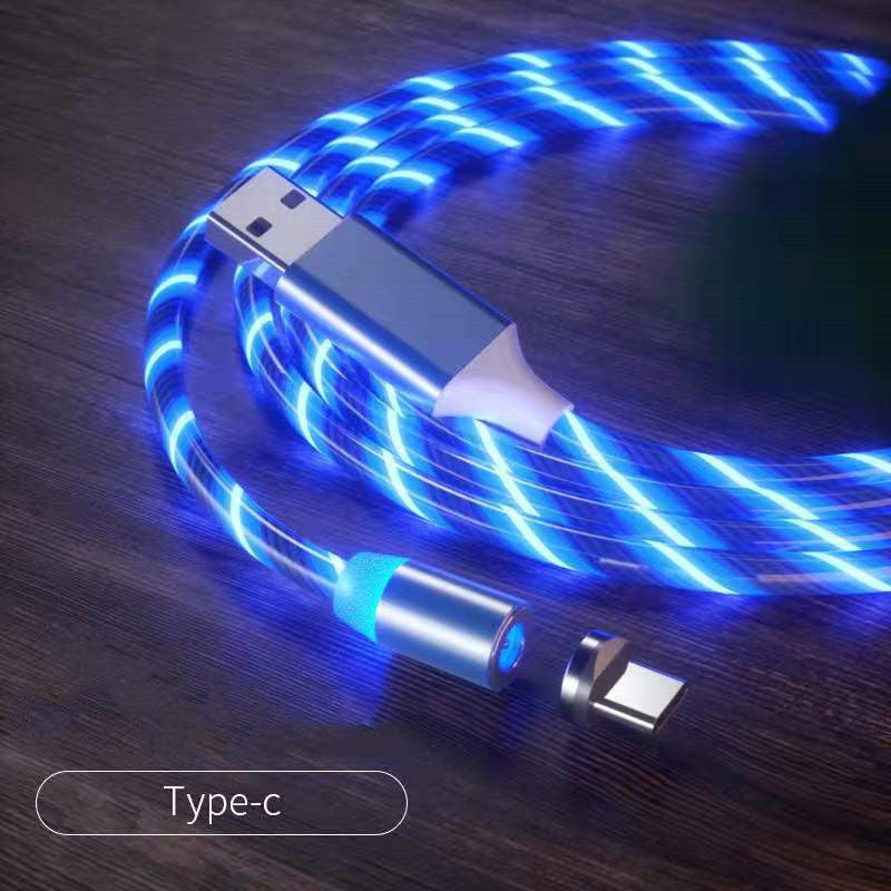 Magnetic LED Streaming Fast Charging Cable – Type-C, Lightning & Micro USB