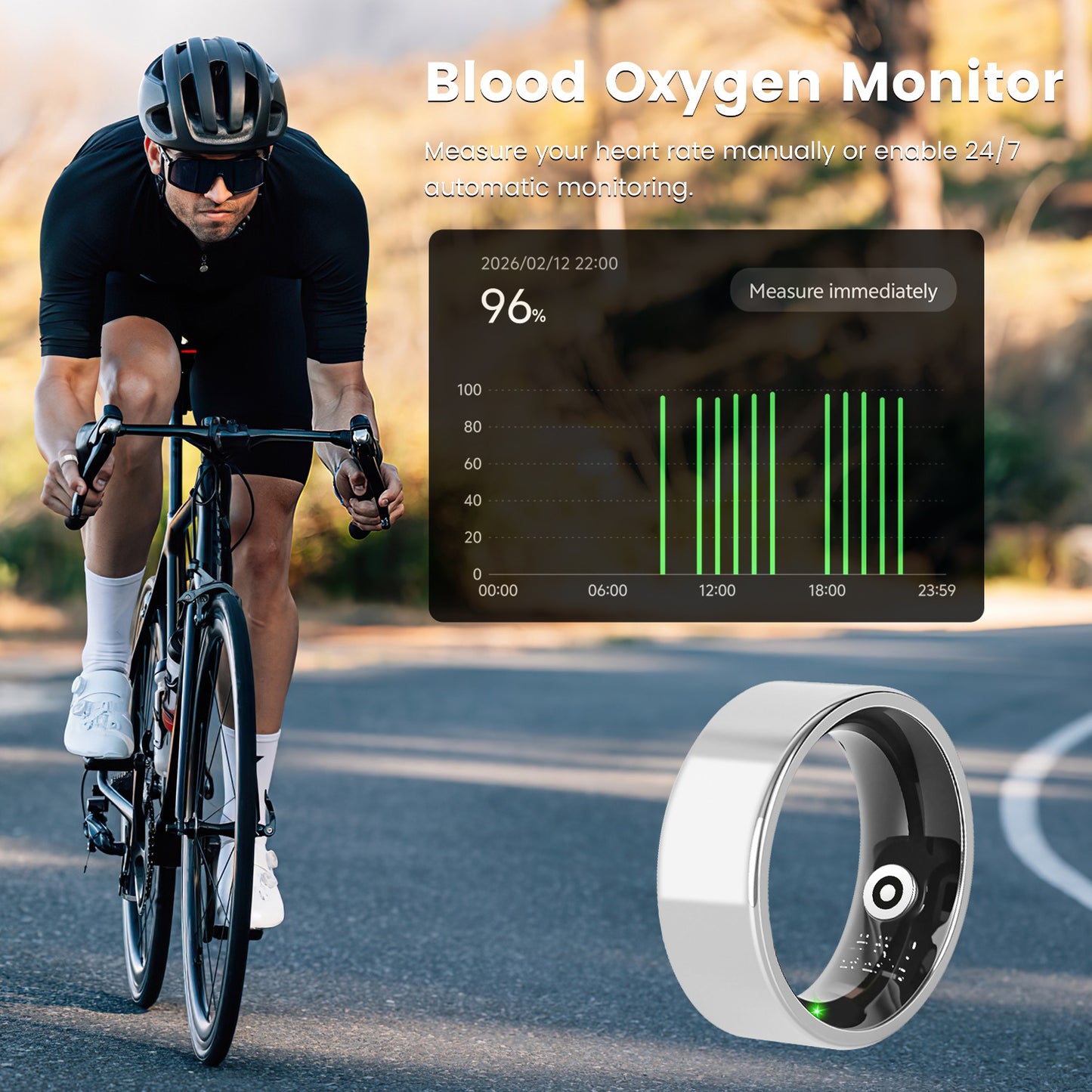 Smart Health Ring Tracker with Charging Case – Fitness, Sleep, Stress & HRV Monitor (7-Day Battery)