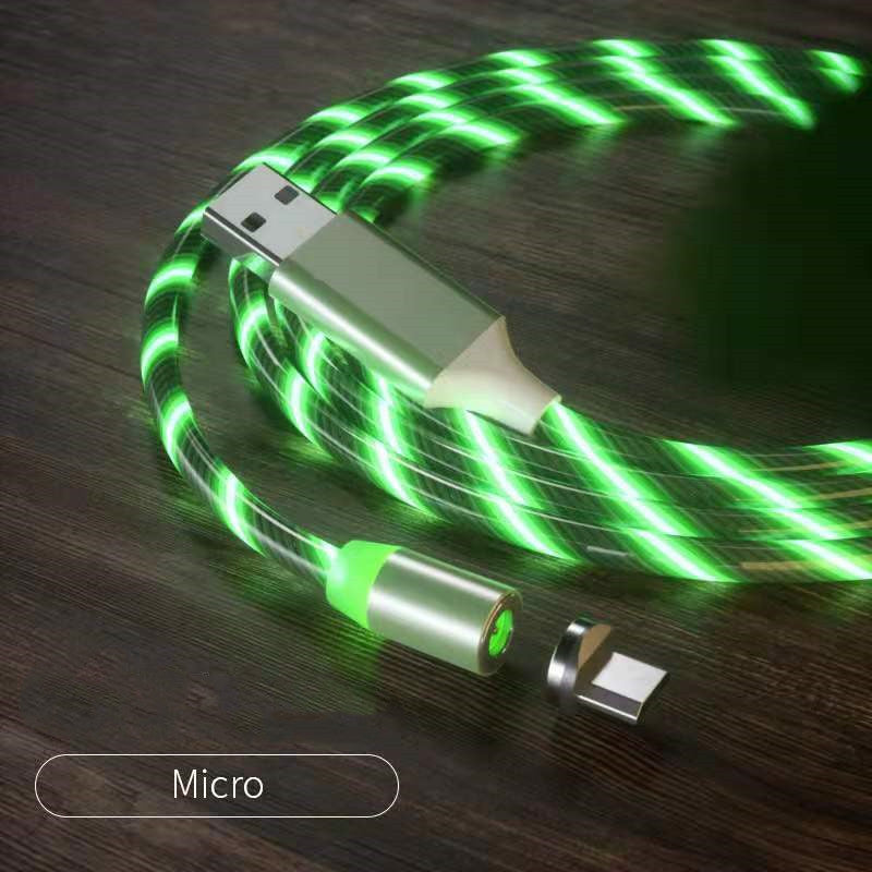 Magnetic LED Streaming Fast Charging Cable – Type-C, Lightning & Micro USB