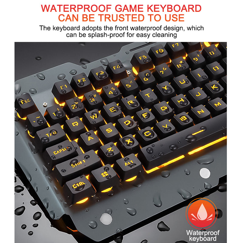 RGB Backlit Ergonomic Wired Gaming Keyboard with Built-in Phone Holder