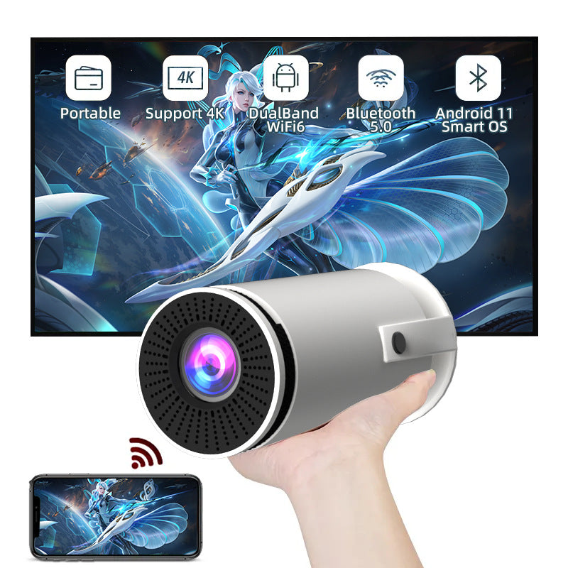 HY300 Barrel Smart Projector – Anzhuo HD Home Theater Projector with Projection Screen