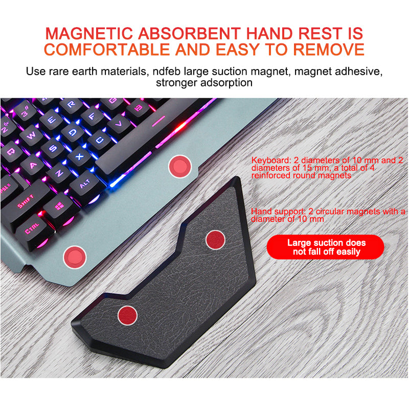 RGB Backlit Ergonomic Wired Gaming Keyboard with Built-in Phone Holder