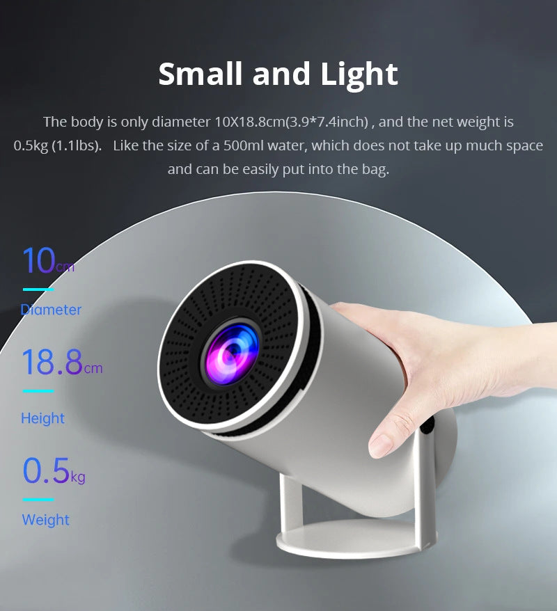 HY300 Barrel Smart Projector – Anzhuo HD Home Theater Projector with Projection Screen