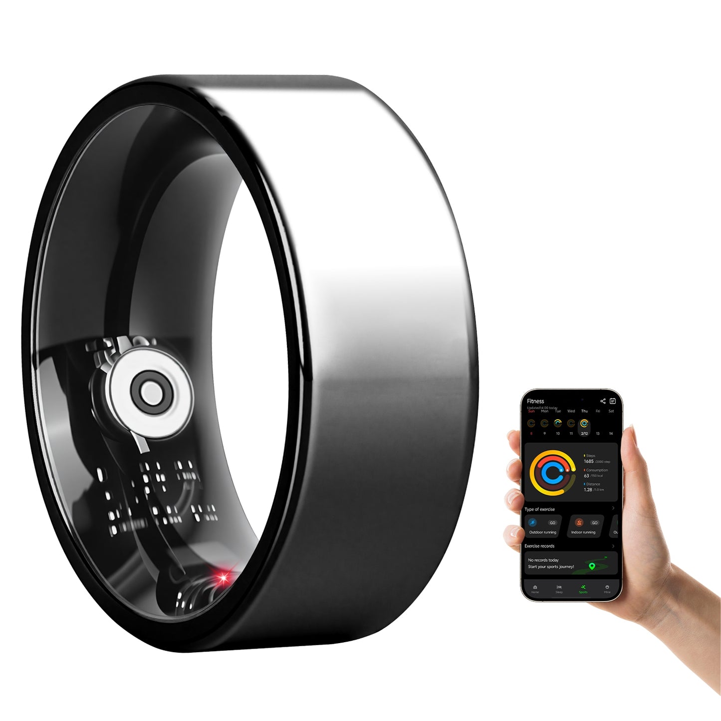 Smart Health Ring Tracker with Charging Case – Fitness, Sleep, Stress & HRV Monitor (7-Day Battery)