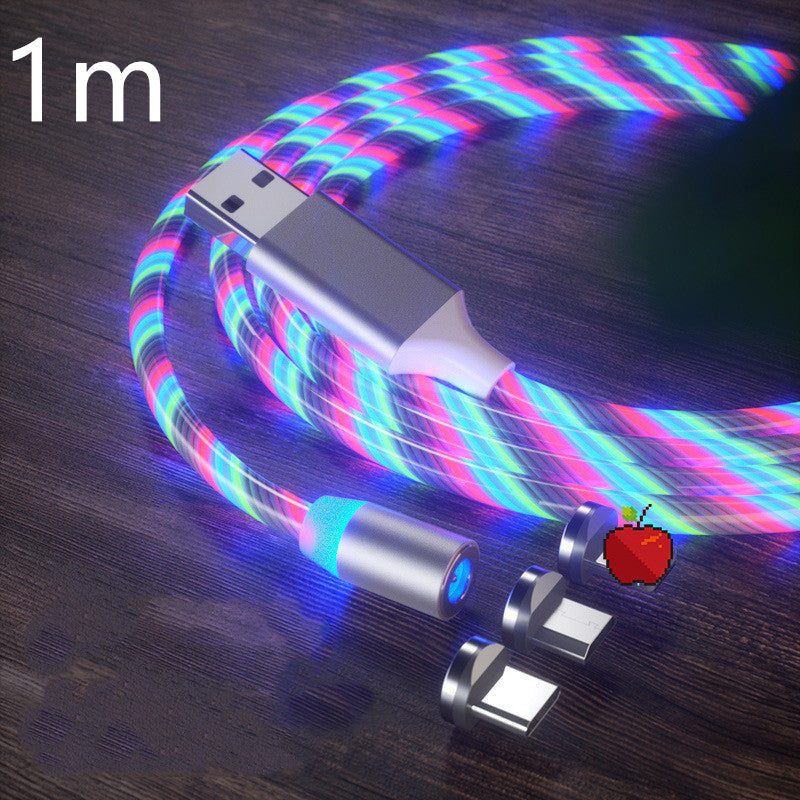 Magnetic LED Streaming Fast Charging Cable – Type-C, Lightning & Micro USB