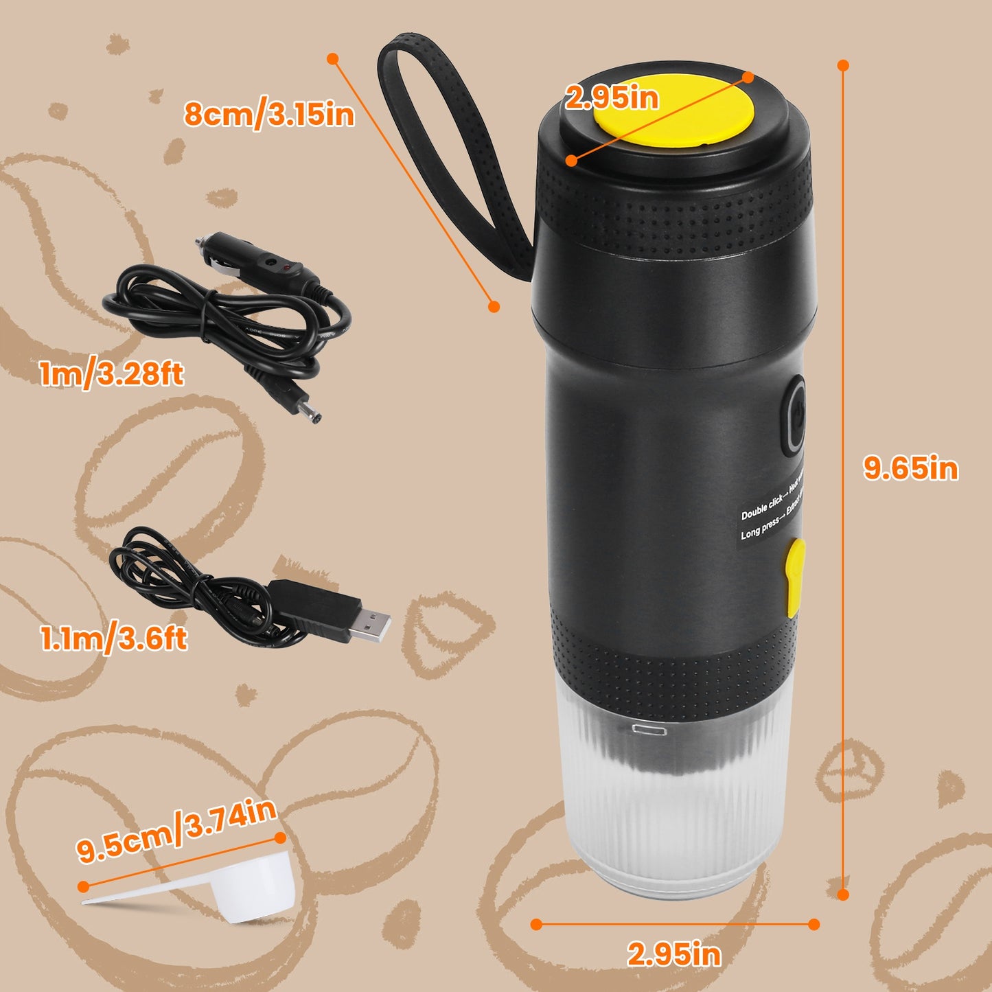 Portable Cordless Electric Espresso Machine – Self-Heating Coffee Maker with Anti-Dry Burn