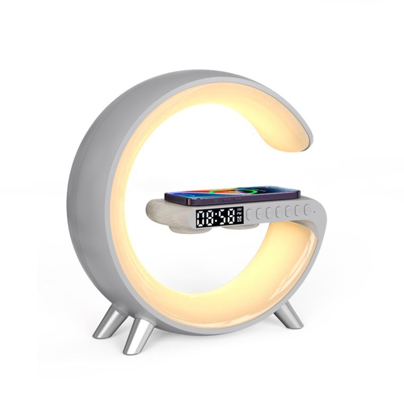 G-Shaped LED Atmosphere Lamp with Bluetooth Speaker & Wireless Charger – Smart App Controlled