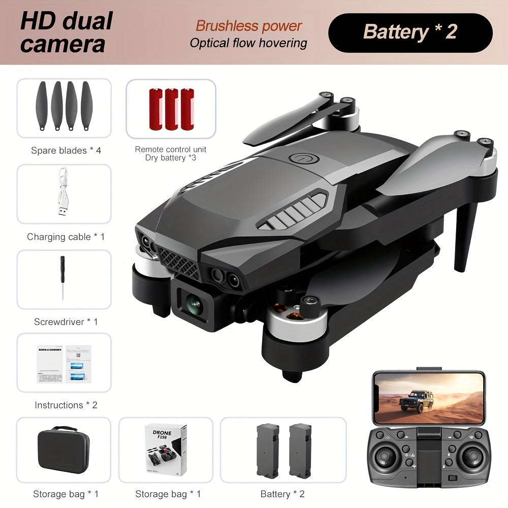 ESULOMP F196 Brushless Drone with HD Dual Camera – Optical Flow Positioning Quadcopter