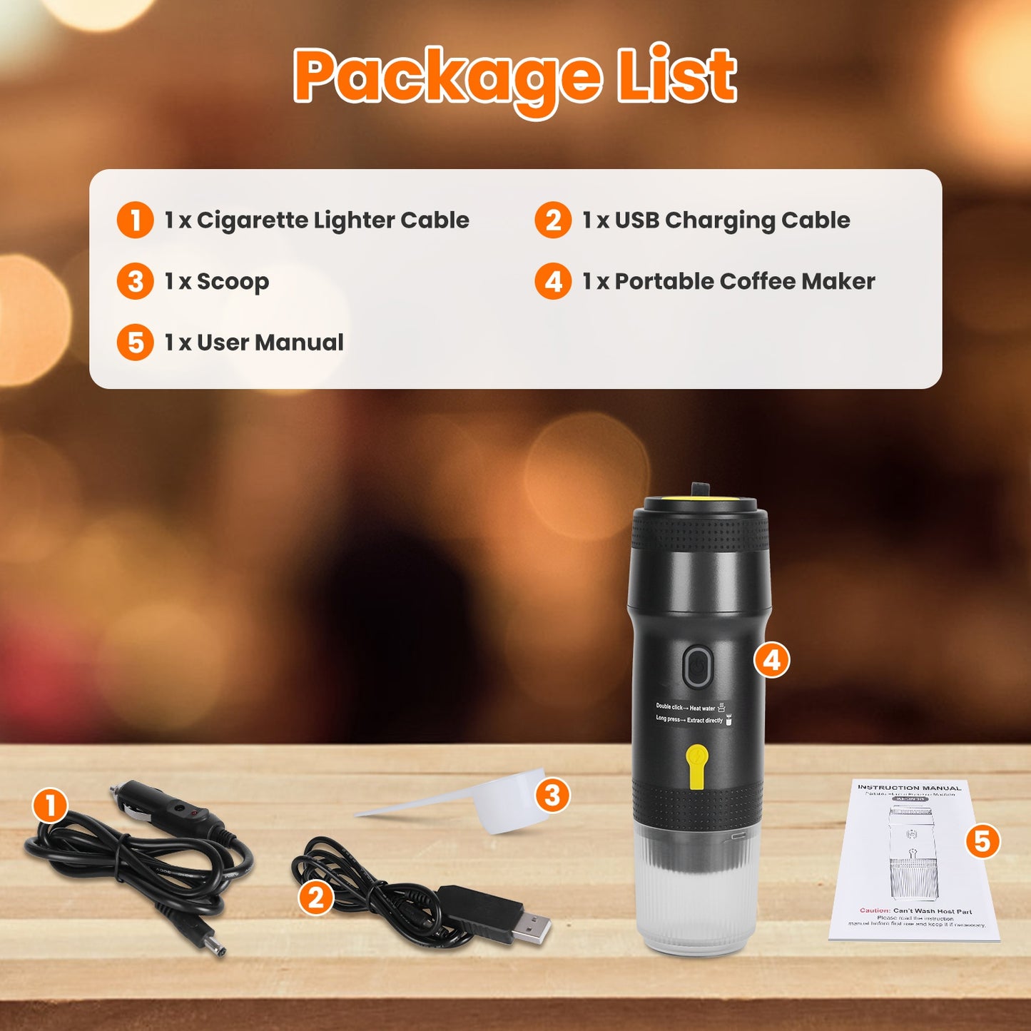 Portable Cordless Electric Espresso Machine – Self-Heating Coffee Maker with Anti-Dry Burn
