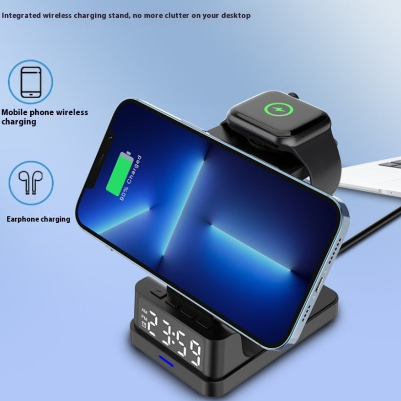 Magnetic 3-in-1 15W Wireless Charger with Clock – Fast Charging Station