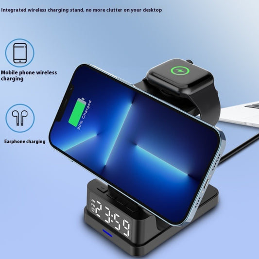 Magnetic 3-in-1 15W Wireless Charger with Clock – Fast Charging Station