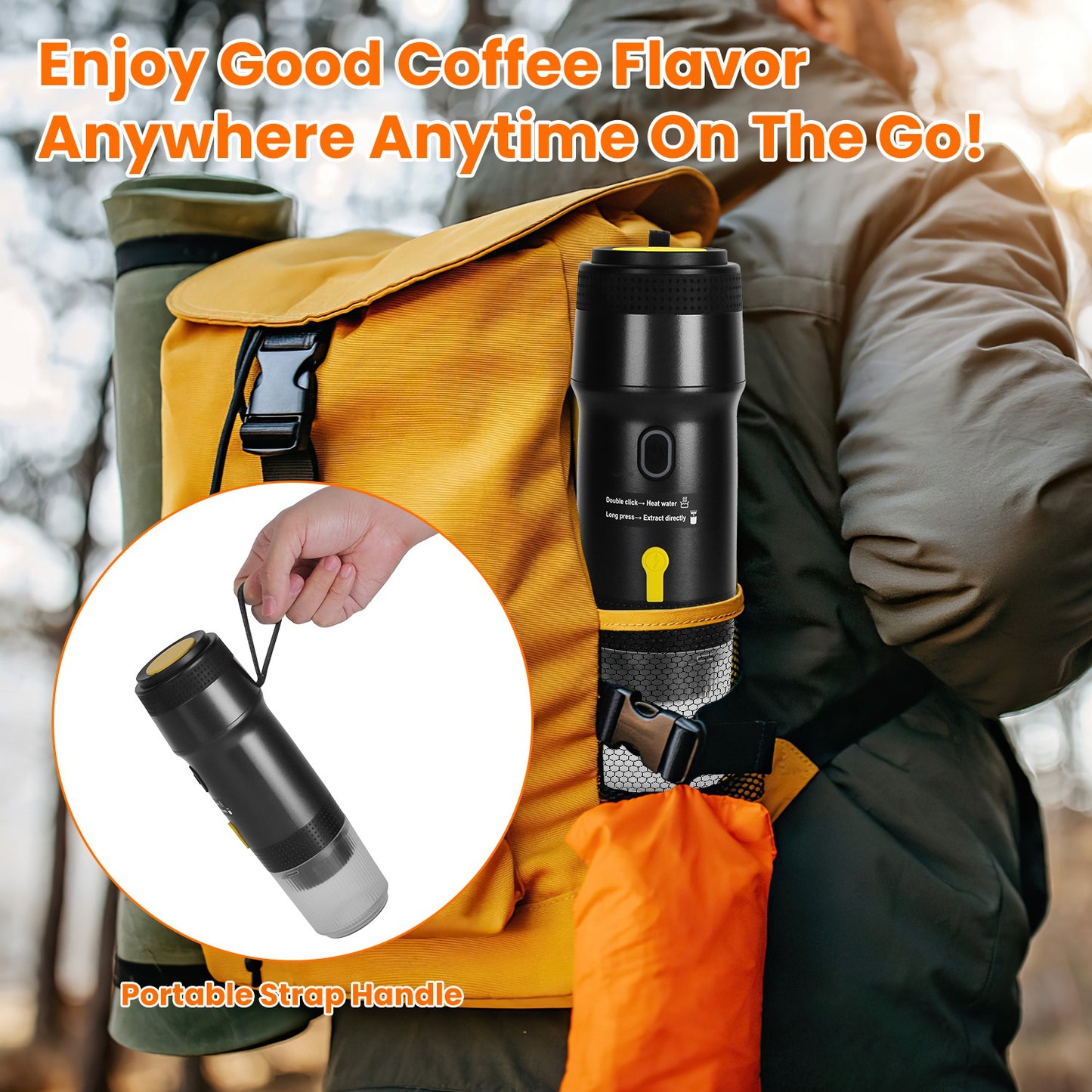 Portable Cordless Electric Espresso Machine – Self-Heating Coffee Maker with Anti-Dry Burn