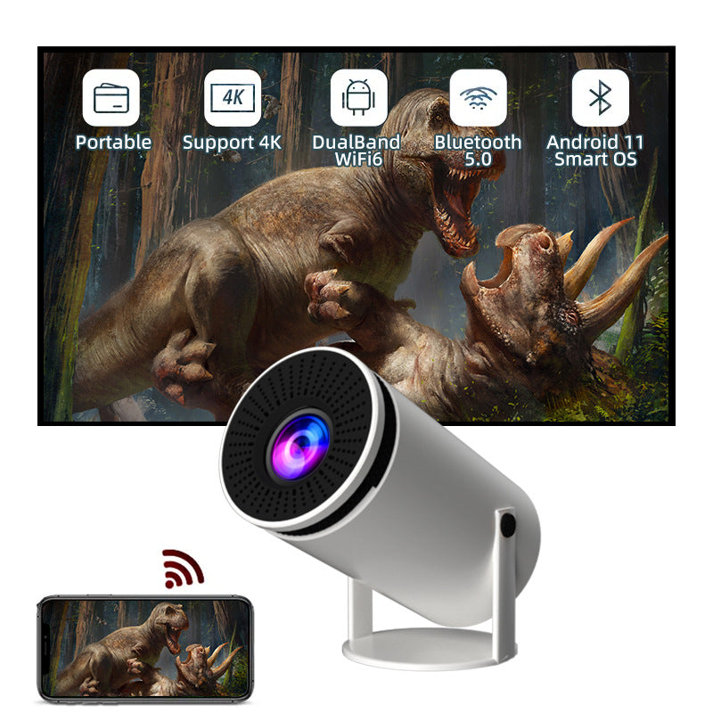 HY300 Barrel Smart Projector – Anzhuo HD Home Theater Projector with Projection Screen