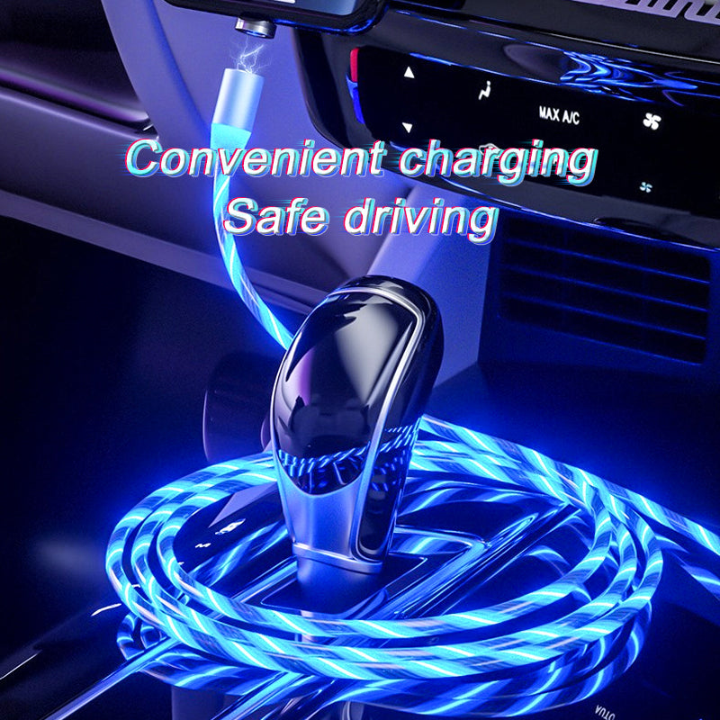 Magnetic LED Streaming Fast Charging Cable – Type-C, Lightning & Micro USB