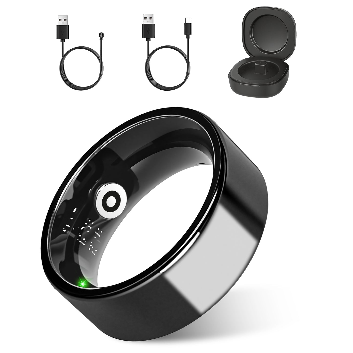 Smart Health Ring Tracker with Charging Case – Fitness, Sleep, Stress & HRV Monitor (7-Day Battery)