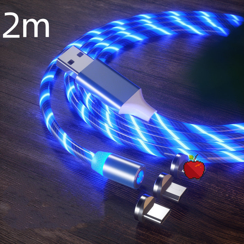Magnetic LED Streaming Fast Charging Cable – Type-C, Lightning & Micro USB
