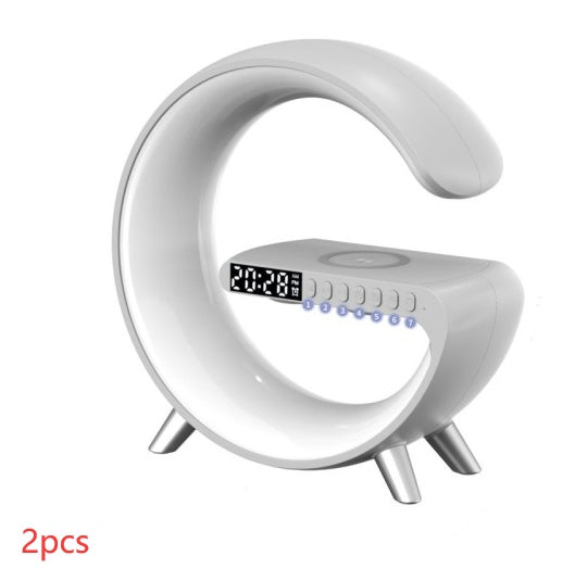 G-Shaped LED Atmosphere Lamp with Bluetooth Speaker & Wireless Charger – Smart App Controlled