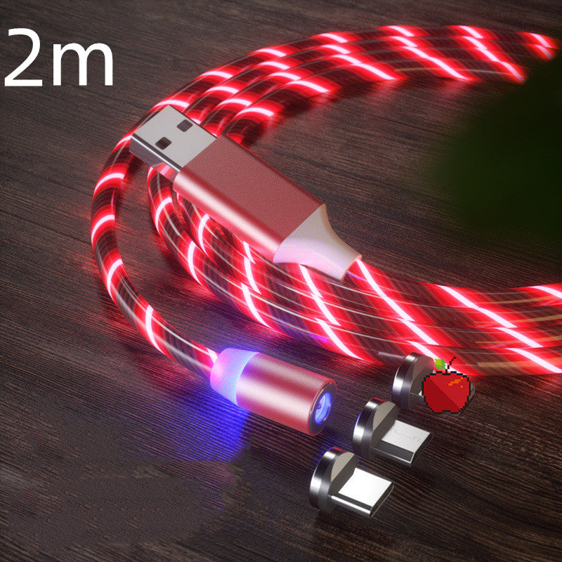 Magnetic LED Streaming Fast Charging Cable – Type-C, Lightning & Micro USB