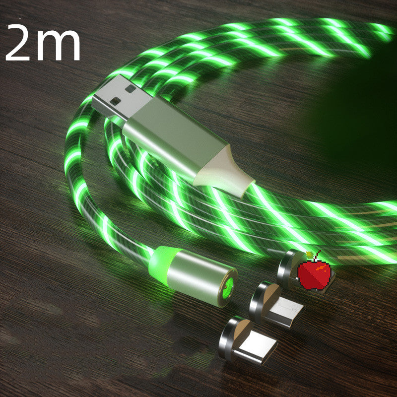 Magnetic LED Streaming Fast Charging Cable – Type-C, Lightning & Micro USB
