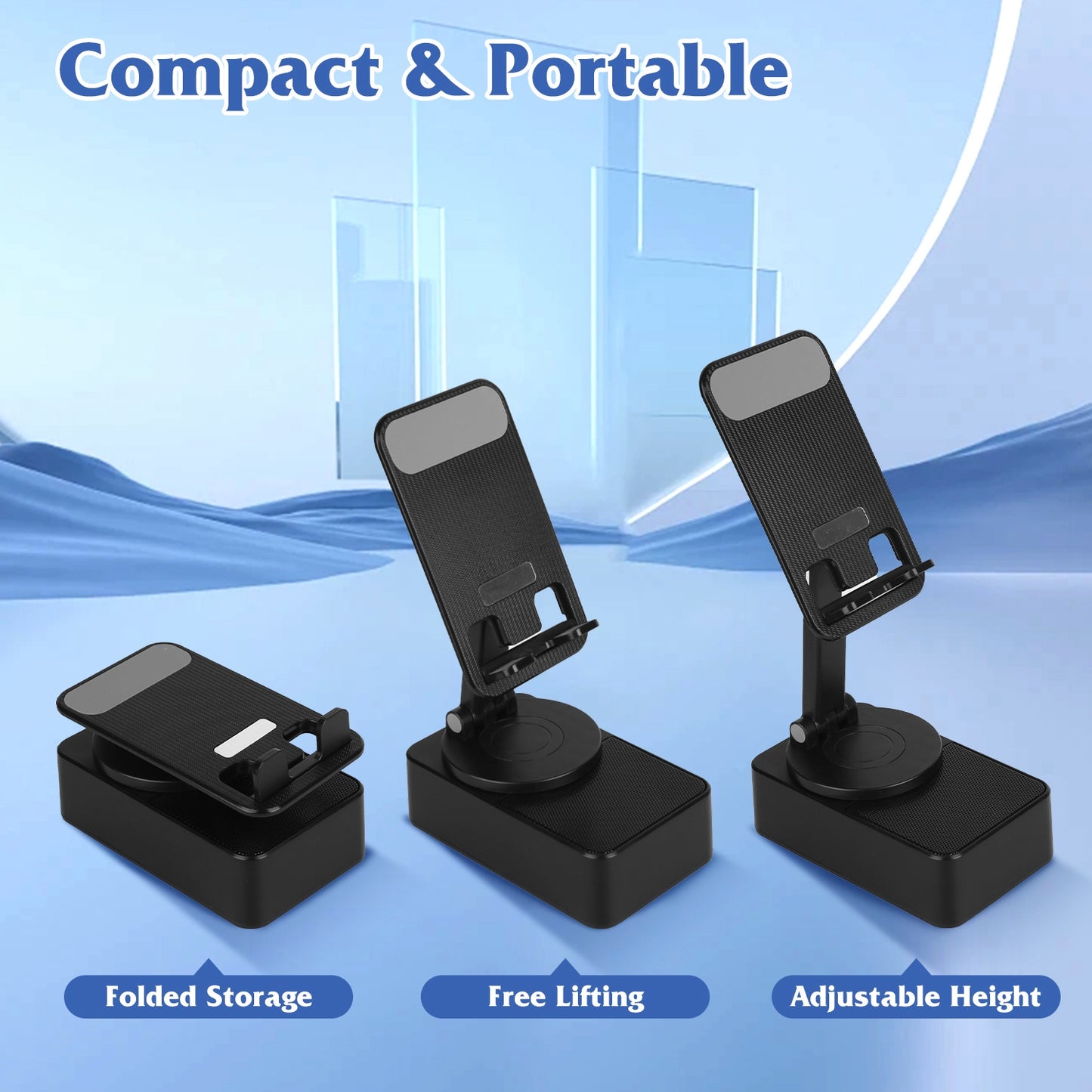 4-in-1 Foldable Wireless Speaker Phone Stand with 5000mAh Power Bank – 360° Rotatable