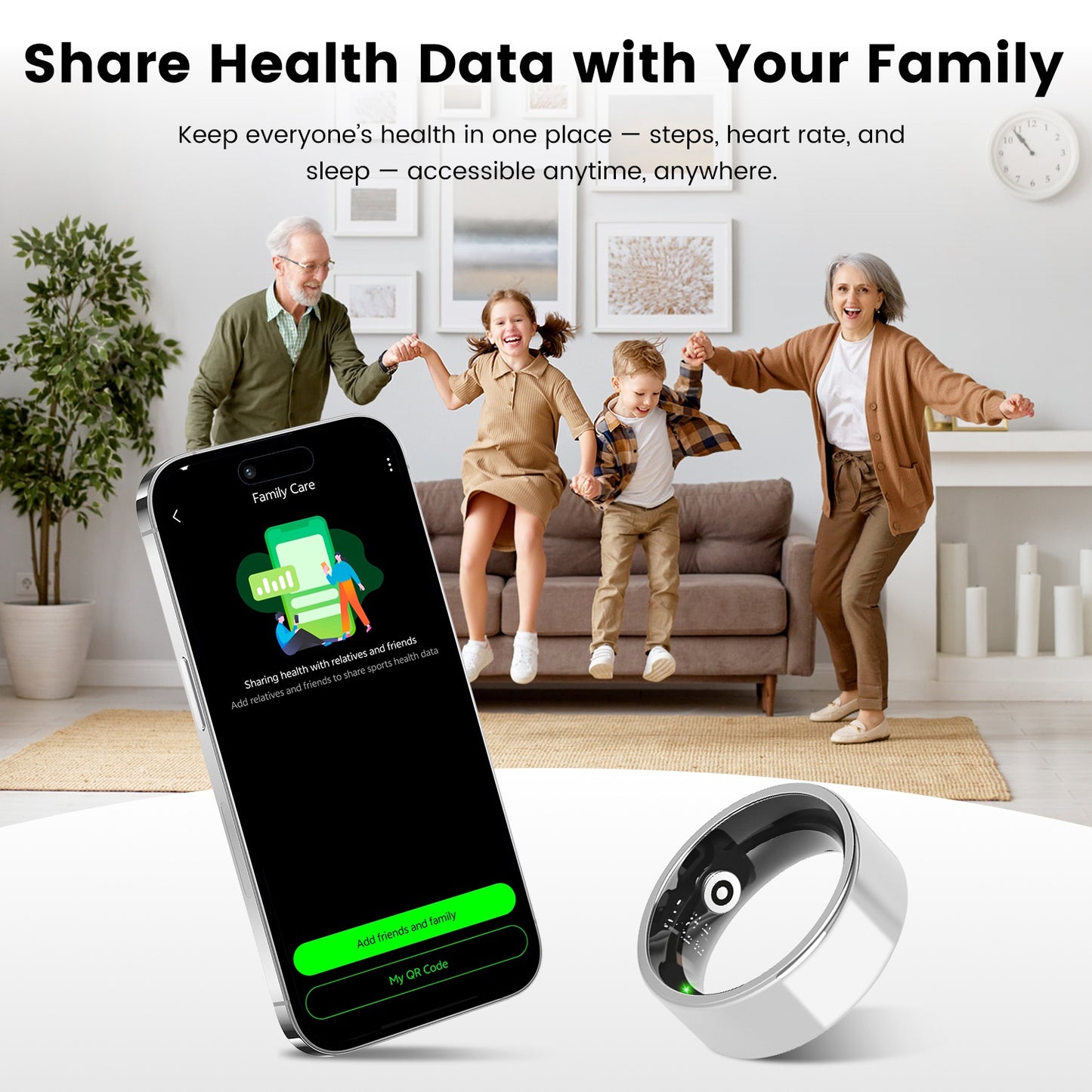 Smart Health Ring Tracker with Charging Case – Fitness, Sleep, Stress & HRV Monitor (7-Day Battery)